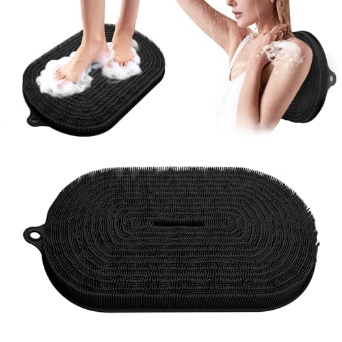 EaTubano Shower Foot Scrubber - XXL Large Silicone Bath Mat for Exfoliating & Massaging Feet in Shower, Non-Slip Suction C...