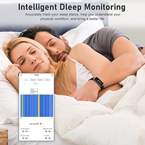 Fitness Tracker with Step Counter/Calories/Stopwatch, Activity Tracker, Health Tracker with Heart Rate Monitor, Sleep Trac...