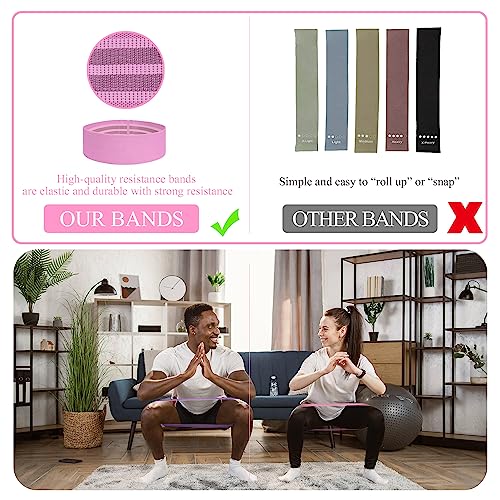 Fabric Resistance Bands for Working Out, 5 Levels Booty Bands for Women Men, Cloth Workout Bands Resistance Loop Exercise ...