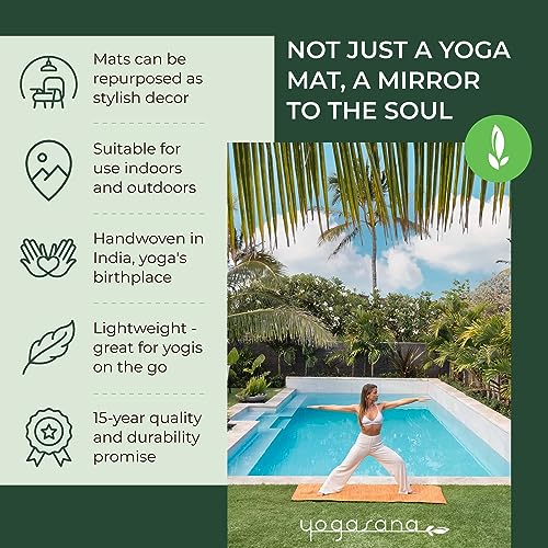Yogasana Organic Cotton Yoga Mat - Non Slip Hand-Woven Foldable Yoga Rug Provides Excellent Comfort, Traction & Support - ...