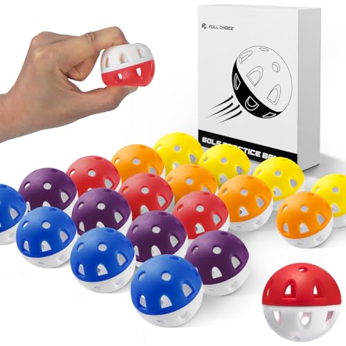 Full Choice Wear-Resistant Practice Golf Balls (20 Pack), High Visibility for Easy Tracking, Limited-Flight, Golf Balls De...