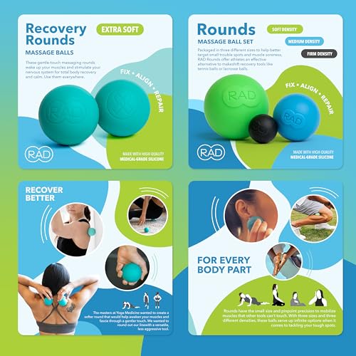 RAD Yoga Bundle for Myofascial Release, Muscle Recovery, & Relaxation – Includes Multi-Use Yoga Block, Neuro Ball Foot Rol...
