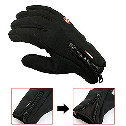 HKXY Bicycle Motorcycle Waterproof Gloves Outdoor Sport Warm Windproof Thermal Touch Gloves Riding Running Bike Cycling Gl...