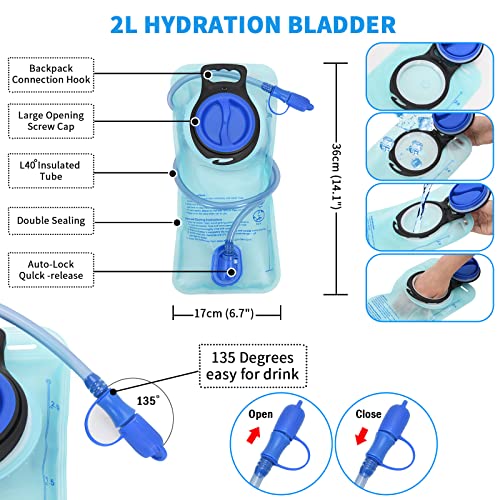 Roptat Hydration Backpack Pack with 2L Hydration Bladder - Lightweight Water Backpack Water Pouch for Women Men Running Ri...