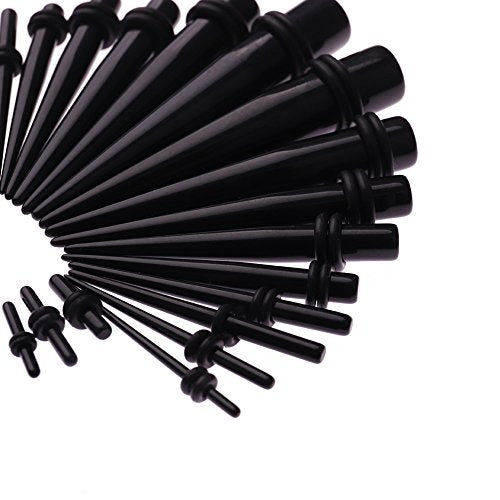 JieyueJewelry 50 Pieces Ear Stretching Kit 14G-00G Acrylic Tapers and Plugs + Silicone Tunnels - Ear Gauges Expander Set B...