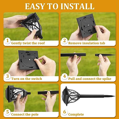 GIGALUMI Solar Lights Outdoor Waterproof, 6 Pack LED Solar Garden Lights, Outdoor Decorations, Garden Decor for Yard, Pati...