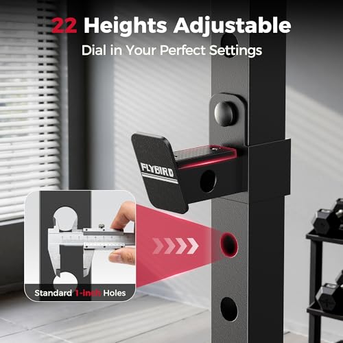 FLYBIRD Squat Rack with Pull-Up Bar, Adjustable Multi-Functional Power Rack, Inner Width Squat Rack Stand Suitable for 6F...