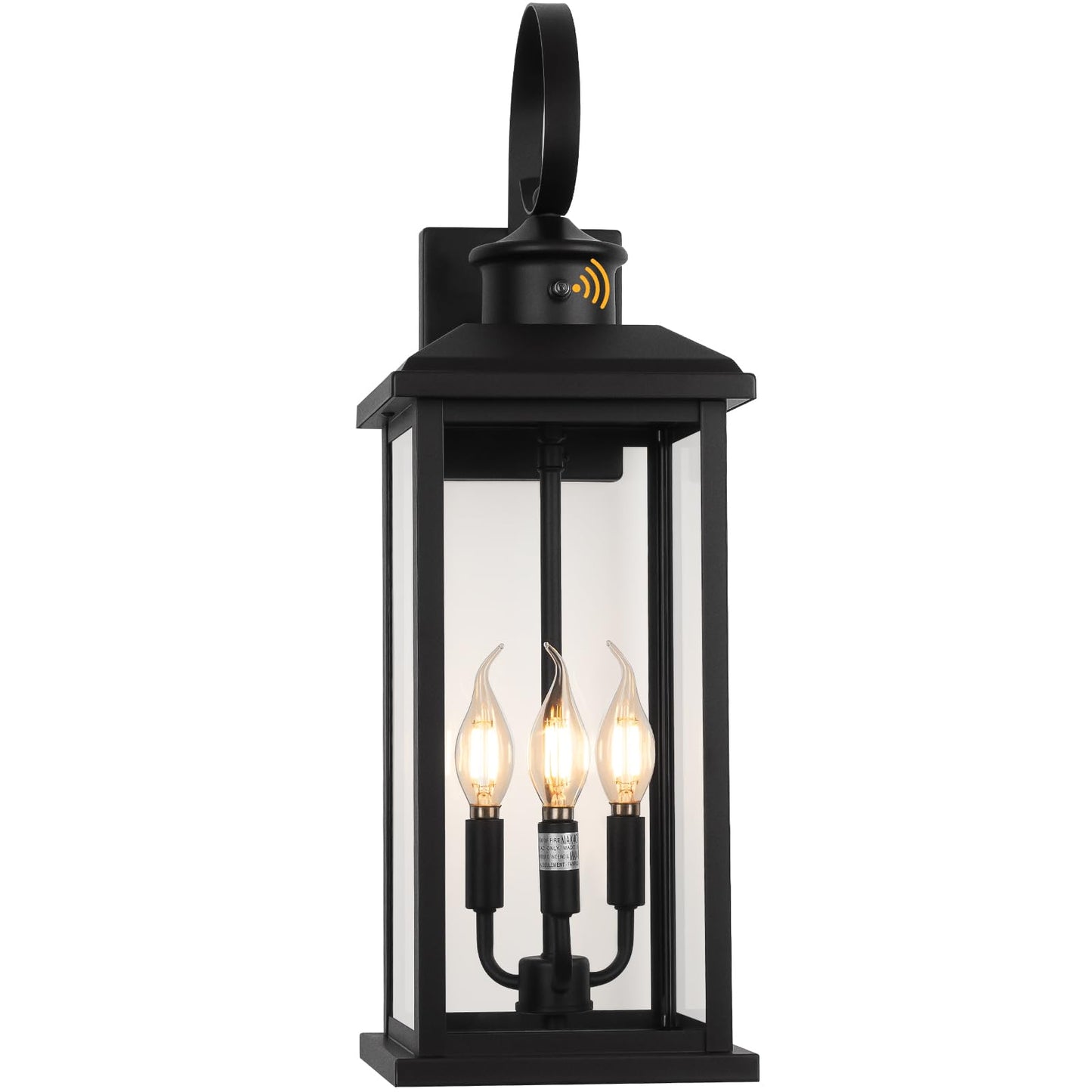 Siafavoi 24 Dusk To Dawn Porch Lights Outdoor 3-Light  Black Modern Large Wall Light Fixture Lantern  Waterproof Exterior Lighting Sconce Wall Mount  Outside Lamp For Farmhouse Doorway Patio E12