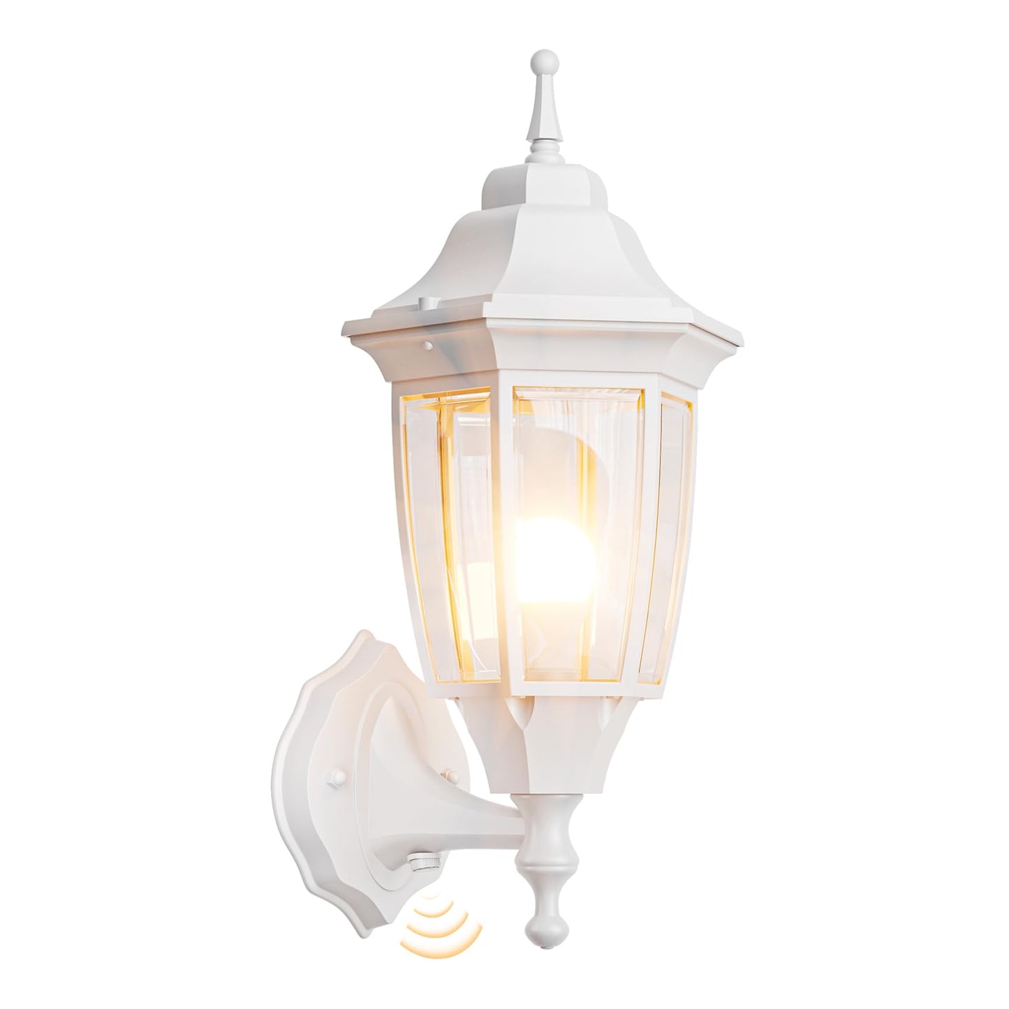 Emart Dusk To Dawn Outdoor Porch Light  Exterior Anti-Corrosion  Waterproof Aluminum & Glass Shades Wall Lamp Fixture  Modern Sconce Lantern For Yard  House  Garage - 1 Pack  White (Bulb Included)