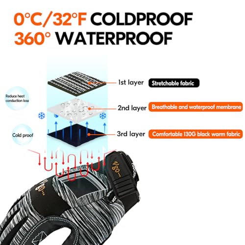 Vgo... 0°C/32°F Winter Men's Lightweighted Lined Work Gloves for Light Duty Works(SL7895FW)