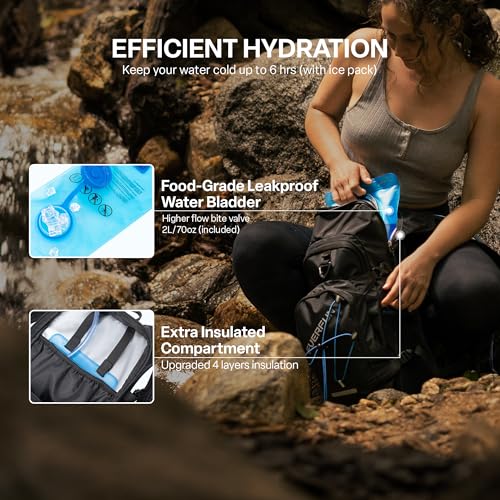 Everfun Hydration Backpack 18L with Water Bladder 2L/3L Hiking Water Backpack Women Men Hydration Pack Insulated Lightweig...