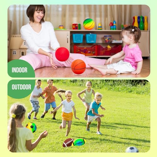 Innotoys Soft Balls for Toddlers Kids 1-3 3-5, Easy to Grip 5" Small Balls 7 Pack, Mini Football Soccer Basketball Playgro...