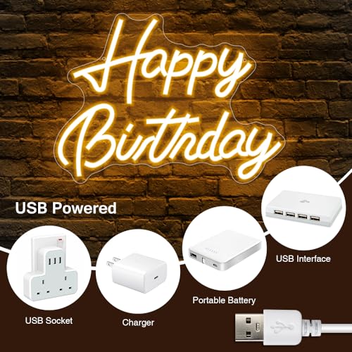 Happy Birthday Neon Sign, Happy Birthday Sign, Happy Birthday Light Up Sign, Happy Birthday Led Sign for Backdrop Birthday...