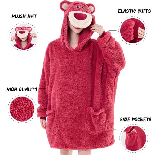 NEWCOSPLAY Wearable Blanket Hoodie Sherpa Hoodie Blanket for Women Men Warm Oversized Sweatshirt with Pockets