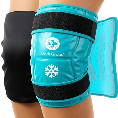 Medi Grade Knee Ice Pack Wrap - Reusable Ice Pack for Knee Injuries and Surgery Recovery - Dual-Fabric Knee Ice Pack with ...