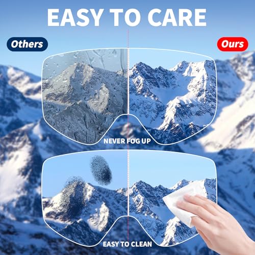 VCOROS Snowboard Ski Goggles Men Women Frameless Anti Fog OTG Snow Goggles Skating Skiing Snowmobile Detachable Lens