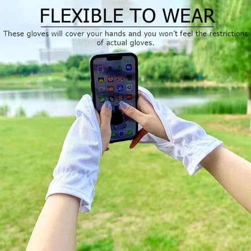 OULIGET Hand Sun Protection Gloves for Women Loose Fit,UV Protector Breathable Comfortable Fingerless Gloves for Women Men...