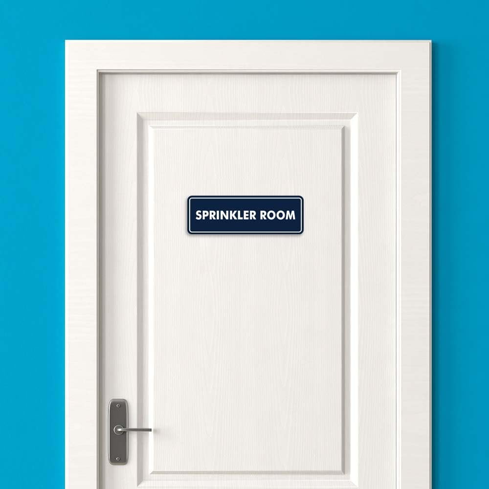 Signs ByLITA Standard Sprinkler Room Sign (Navy Blue/White) - Small 2 Pack
