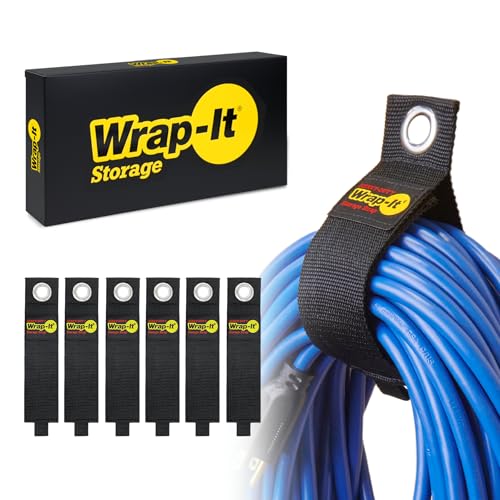 Heavy-Duty Wrap-It Storage Straps, 17-inch (6 Pack) - Extension Cord Organizer, Storage, Cord Straps, Cable Straps for Hos...
