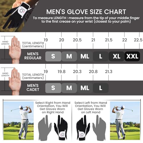FINGER TEN Premium Rain Grip Men's Golf Gloves 1 Pair, Hot Wet Weather No Sweat Glove for Serious Feel & Performance, Left...