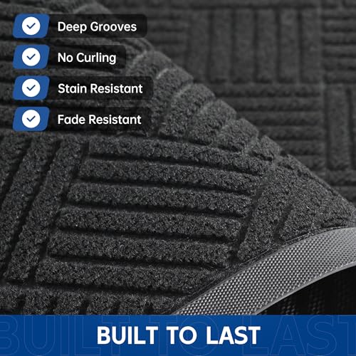 Naturei Durable Indoor Outdoor Door Mat, 4' x 6' Heavy Duty Front Door Mat for Entryway, Non-Slip Backing, Stain and Fade ...