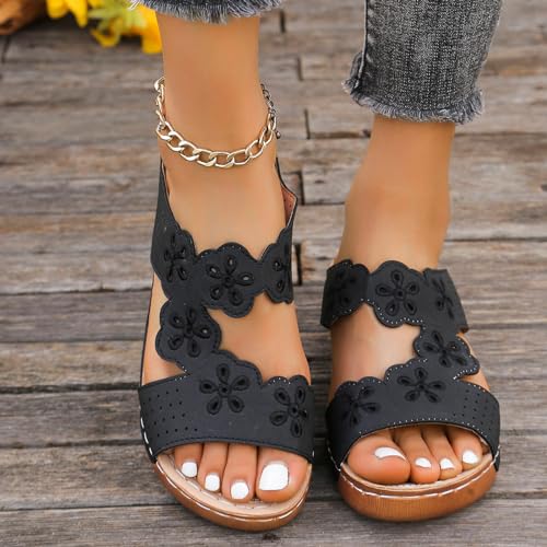 JEUROT Womens Wedge Sandals Open Toe Comfortable Walking Platform Slides Orthopedic Sandal Casual Slip on Summer Shoes