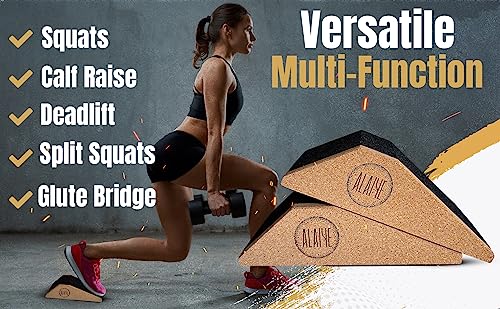 ALAIYE Squat Wedge Blocks (Set of 2) – Non-Slip Slant Boards for Lower Body Workouts, Ankle and Calf Stretching - Yoga Blo...