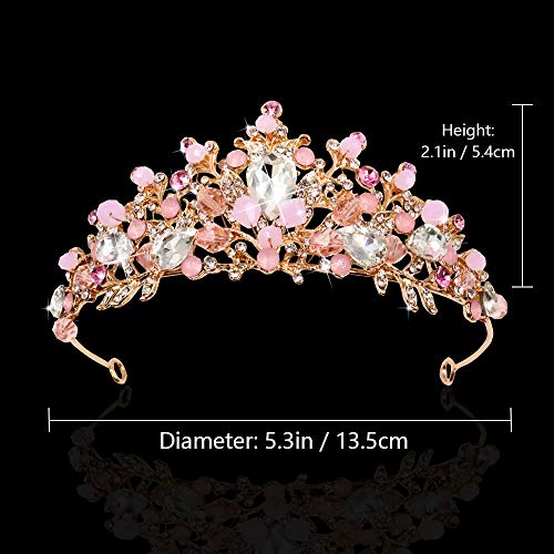 NODG Rose Gold Tiaras and Crowns for Women Pink Crystal Wedding Tiaras for Women Birthday Party Headbands Prom Pageant Tia...