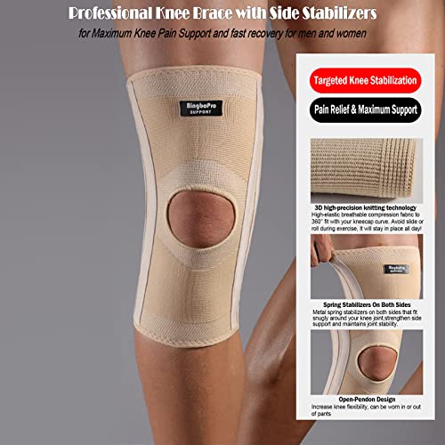 BingboPro Professional Knee Brace With Stabilizer For Men Women,Compression Knee Sleeve Support Brace for Pain Relief, Fas...