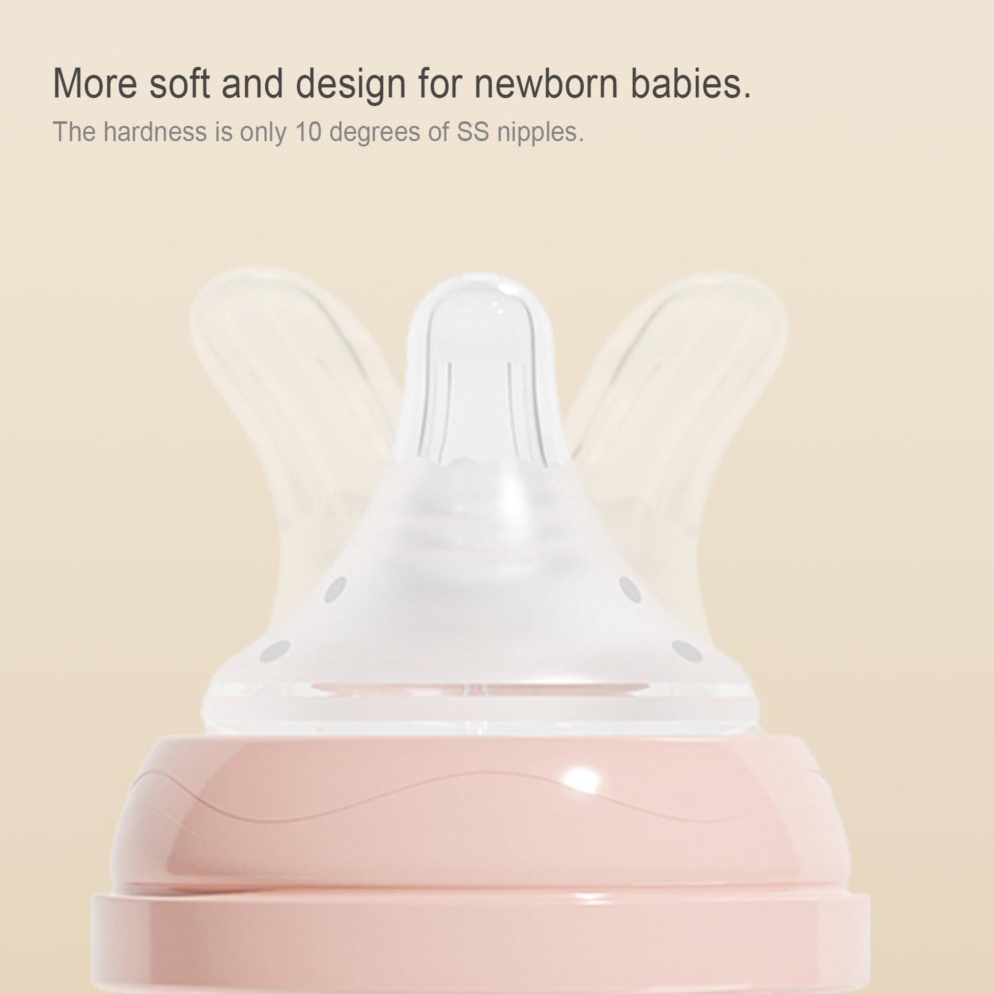 Gulicola Natural Glass Baby Bottles Set 4 Pack, Newborn Girl Breastfeeding Bottles with Slow Flow Nipples, 0 Months+, 3 oz & 5 oz - Pink