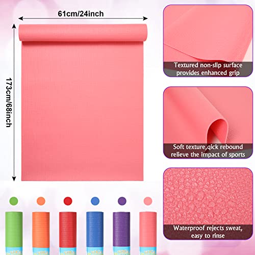 Amylove 12 Pieces Yoga Mats Bulk 68x24x0.12 Inch Exercise Non Slip Fitness Workout Mats for Women Men Home Workout Gym Yoga