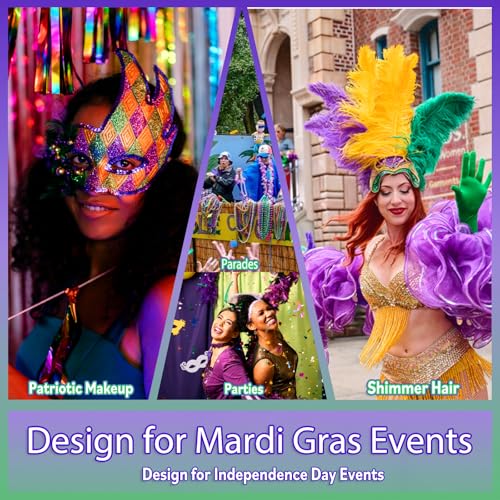 Allstarry Mardi Gras Face Glitter, 4 Colors Chunky Body Glitters Purple Green Gold Face Glitter Eyeshadow Makeup Hair and ...