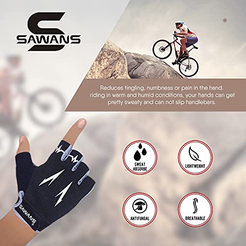 SAWANS Cycling Gloves Half Finger Mountain Road Bike Cycle Gloves Anti Slip Shock Absorbing Padded Breathable MTB Bicycle ...