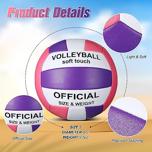 Lenwen 2 Pack Beach Volleyball Official Size 5 for Indoor Outdoor, Waterproof Soft Volleyball with Pump for Adult Beginner...