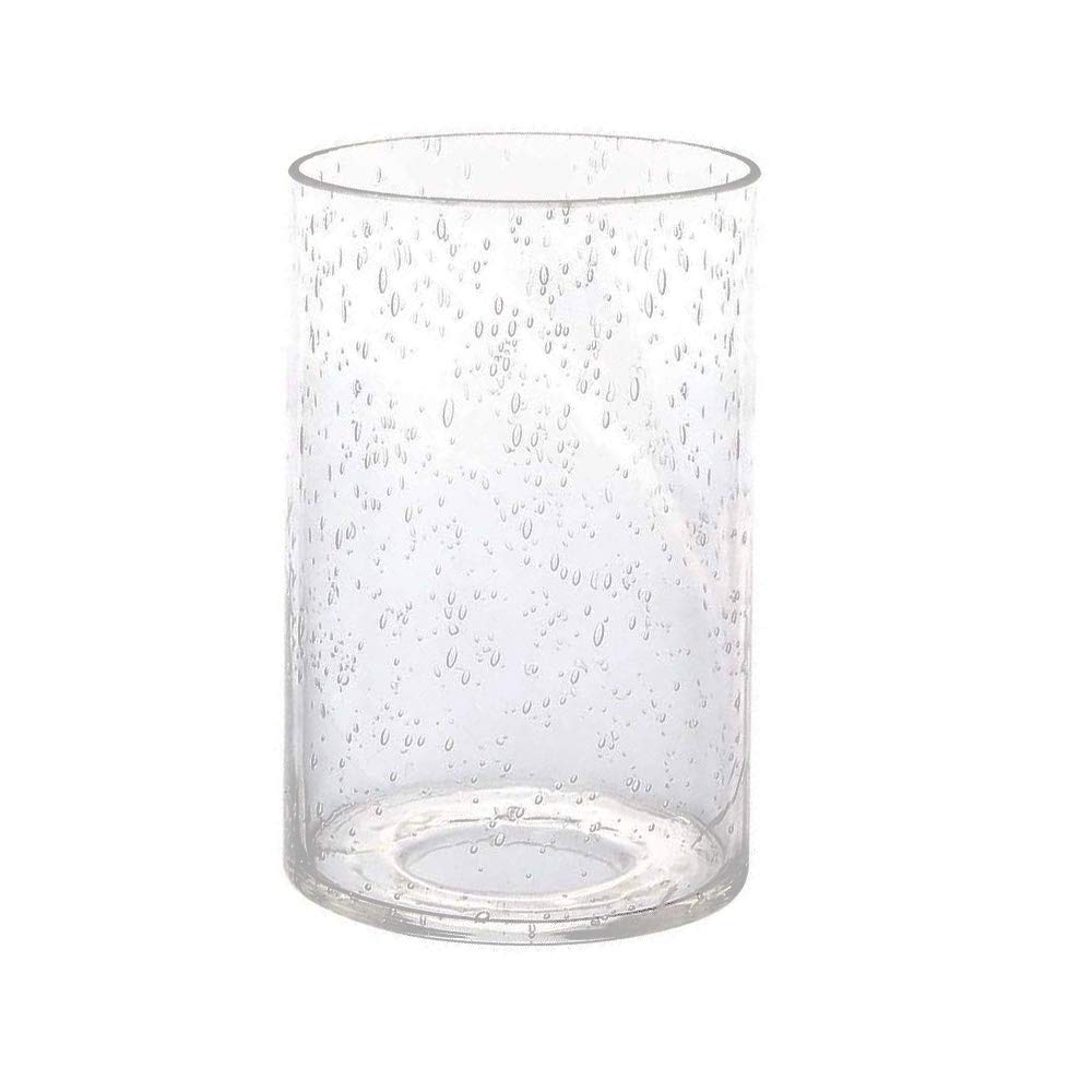 SUNWO Glass Lamp Shade Replacement - Straight Cylinder, 4 x 8 inches, Bubble Cylinder with Fitter
