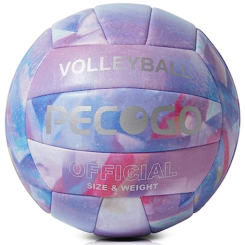 PECOGO Volleyball Size 5 PU Leather Soft Indoor Outdoor Volleyballs Sports Training Game Play Ball for Beginner, Teenager,...