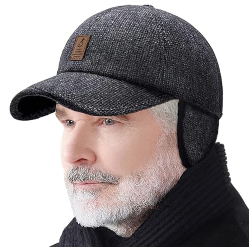 Winter for Men Outdoor Hat, Adjustable Warm Sport Golf Baseball Cap Hats Dad Caps Earflaps Thicken 55-60CM (Brown)