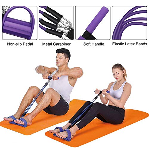 Pedal Resistance Band, 4-Tube Elastic Pull Rope, Sit-up Equipment, Yoga Strap Bodybuilding Expander, Exercise Bands, Fitne...