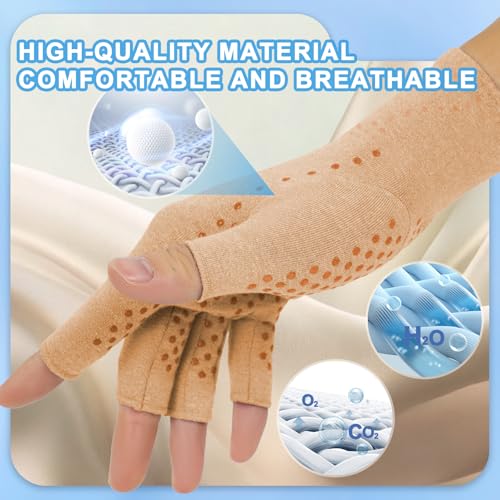 DRNAIETY 2-Pair Arthritis Compression Gloves- for Hand Arthritis, Carpal Tunnel Pain, Rheumatoid Arthritis, RSI, Fingerles...