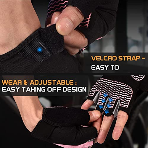 sunnex Workout Gloves for Women - Breathable Weight Lifting Gloves with Non-Slip Silicone Padding, Fingerless Gym Gloves f...