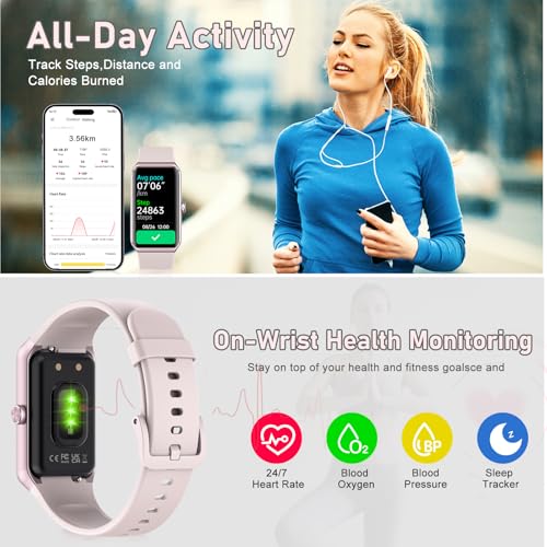 Fitness Tracker with Step Counter/Calories/Stopwatch, Activity Tracker, Health Tracker with Heart Rate Monitor, Sleep Trac...