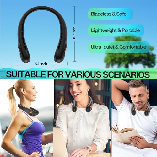KIDEE Neck Fan, Portable Bladeless Neck Fans, Upgrade 360° Airflow, Super Quiet, 3 Speeds, 4000mAh Personal Wearable Neck ...