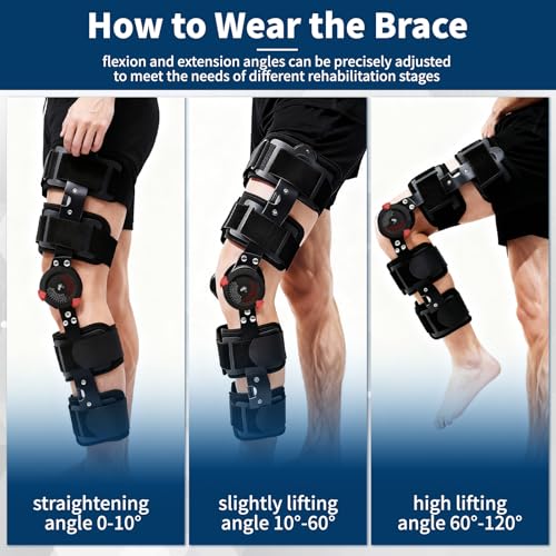 Jevuoyee Adjustable Hinged Knee Brace for Men & Women, ACL Support with Side Stabilizers for Meniscus Tear, Post Reduce Kn...