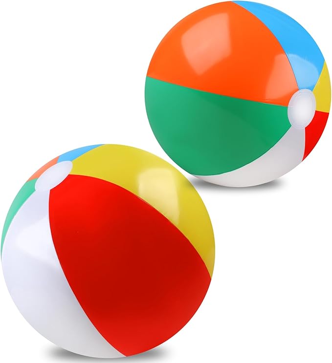 2 Pack Beach Balls, 20 Inch Beach Balls, Rainbow Color Pool Toys Pool Balls for Swimming Pool, Beach Toys Inflatable Ball ...
