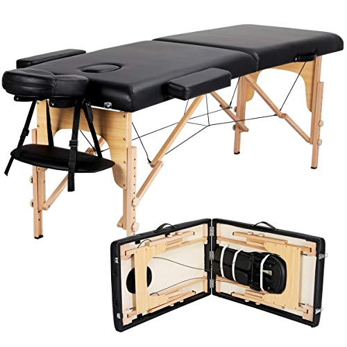 Yaheetech Massage Table Portable Lash Beds Spa Bed Massage Couch Foldable Spa Tables Adjustable 2 Fold with Non-Woven Bag ...