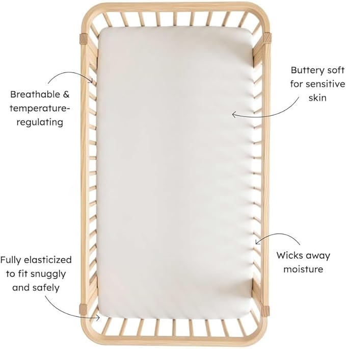 Kyte Baby Soft Crib Sheet - Standard Fitted Crib Sheet Made with Rayon from Bamboo, Ultra-Gentle and Breathable (Ecru Roar)