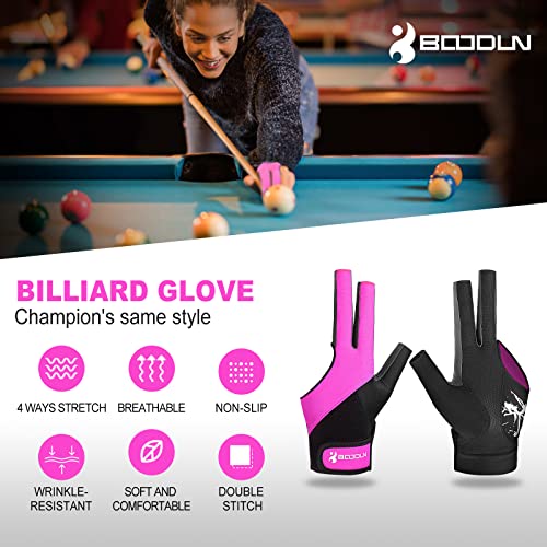 YFY Billiard Pool Gloves for Left Hand 3 Finger, Splicing Process, Snooker Cue Sport Glove Popular Sizes for Men & Women