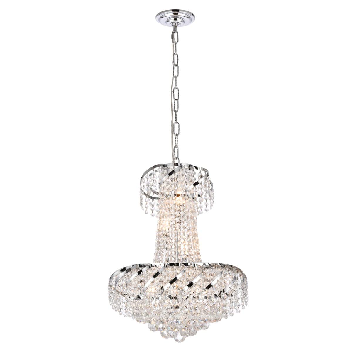 Elegant Lighting Belenus 6 Light Pendant, Gold Finish, Clear Royal Cut Crystal, Model VECA1D18G/RC