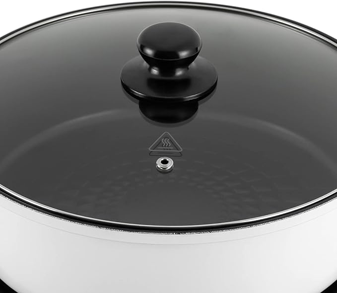 4L/4.2Qt Electric Hot Pot,Portable Electric Pan 1350W,Non-Stick Electric Skillet 1-5 People,Multi-Cooker for Parties, Barbecues,Camping,Travel (White)