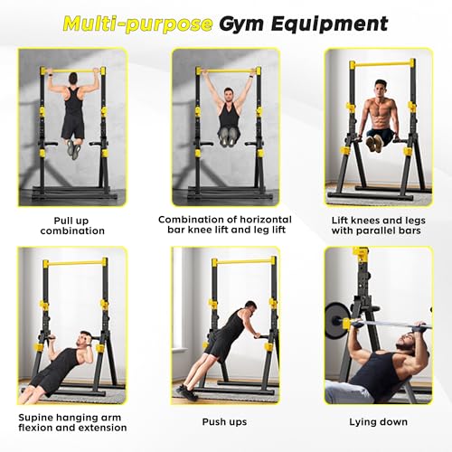 SogesHome Power Tower Dip Station Pull Up Bar for Home Gym, Adjustable & Foldable Multifunction Fitness Workout Station wi...